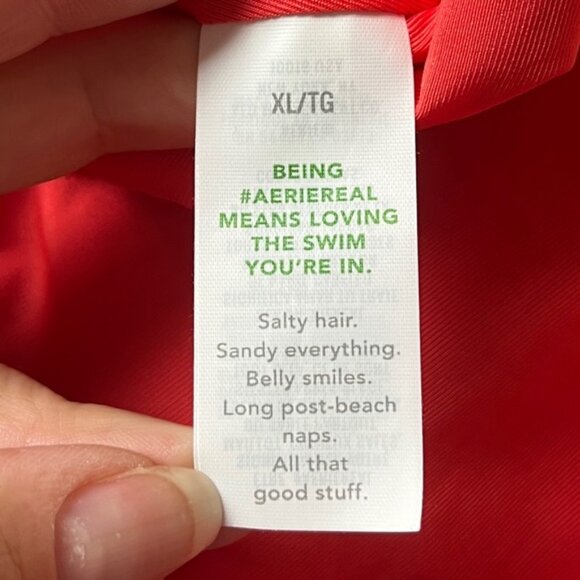 Aerie Crinkle Birthday Scoop Cheekiest One Piece Swimsuit Resort Red - Picture 8 of 8